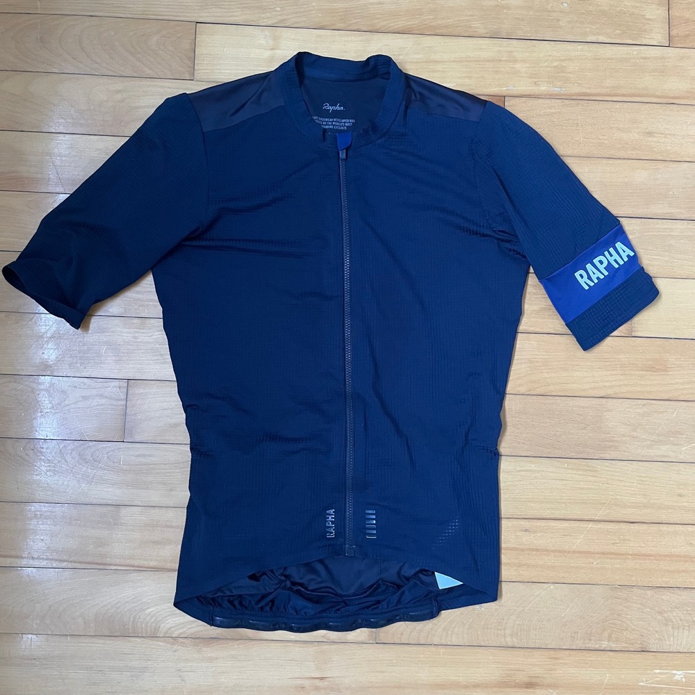 Rapha Pro Team Aero Cycling Jersey Navy Blue Short Sleeve Mens XS Full Zip